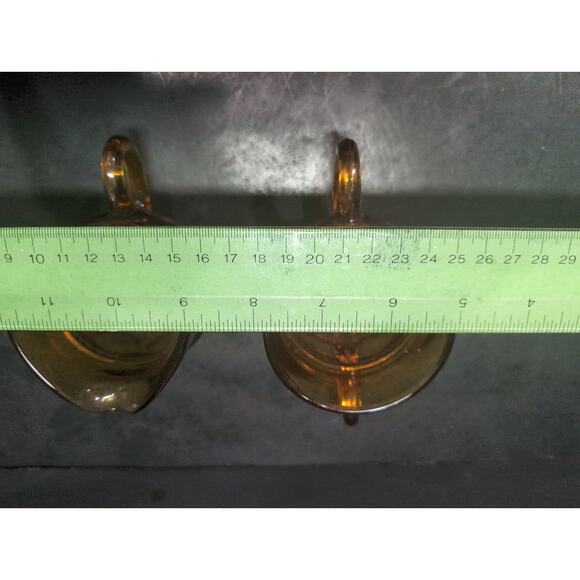 Indiana Glass Amber Kings Crown Creamer And Open Sugar Bowl, Vintage Yellow Glas - Picture 9 of 9